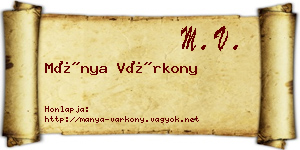Mánya Várkony névjegykártya